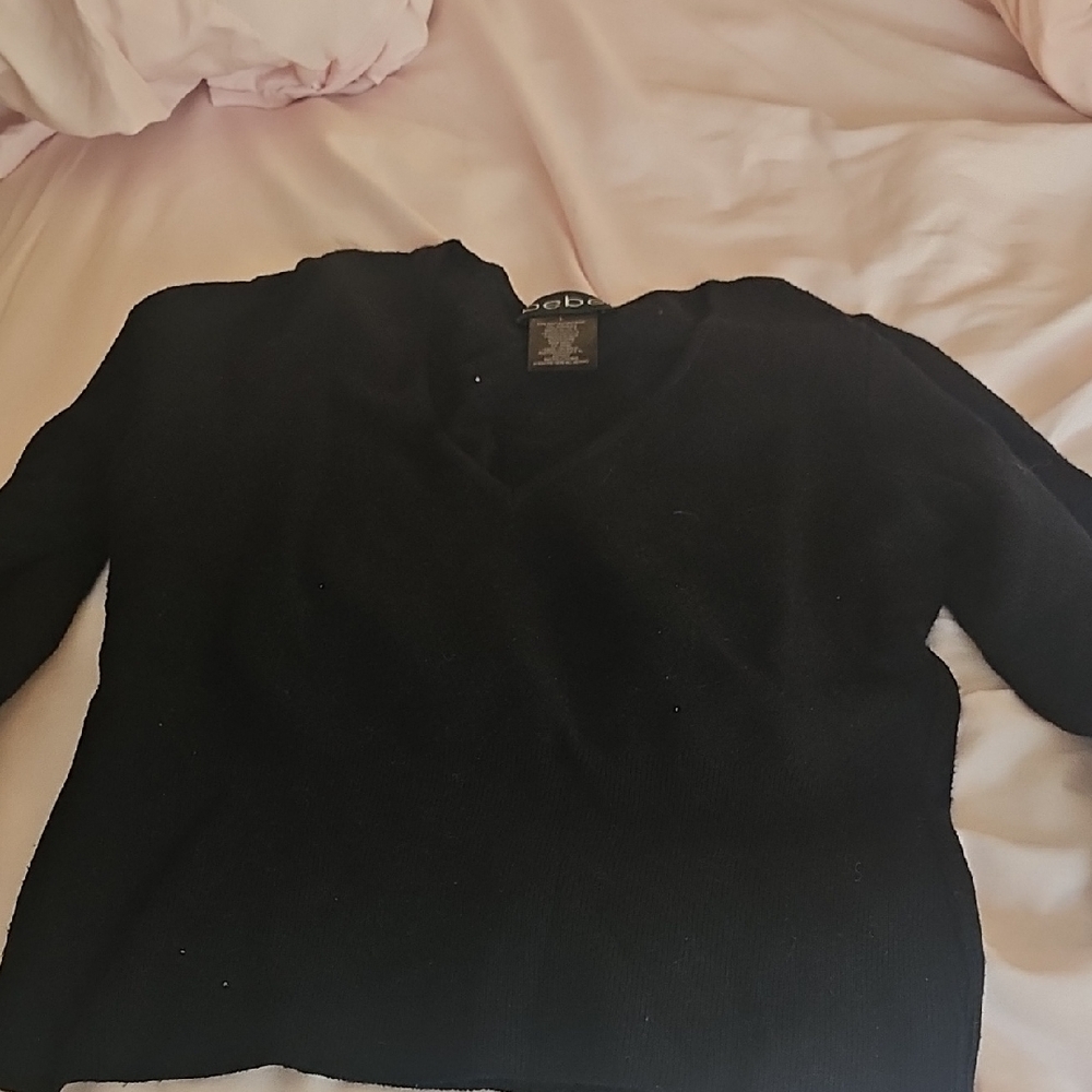 bebe Classic Black V-Neck Sweater